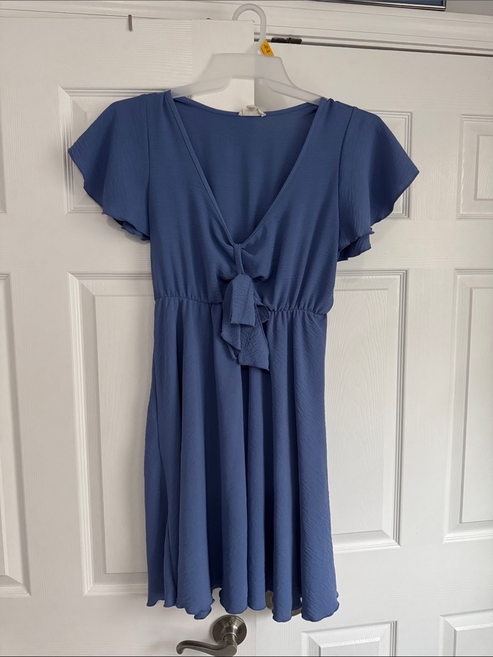 See You Monday Blue Tie-Front Short Sleeve Dress